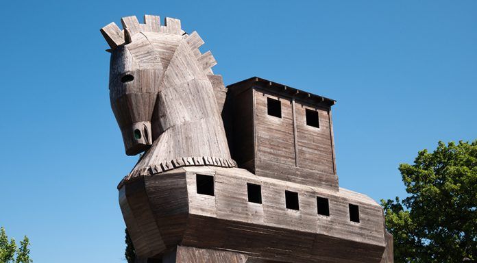 CANAKKALE, TURKEY - May 30, 2019: Trojan Horse at Troy, travel b